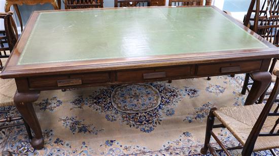 A large George III style mahogany leather topped partners desk 200cm